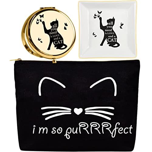 Cat Lovers' Gifts - Black Cat Zipper Makeup Bag & Travel Toiletry Pouch Organizer