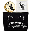 Cat Lovers' Gifts - Black Cat Zipper Makeup Bag & Travel Toiletry Pouch Organizer