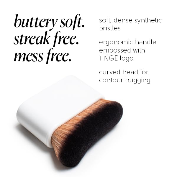 Tinge Body Kabuki Brush for Self Tanner & Makeup Application - Soft Synthetic Bristles, Travel-Friendly