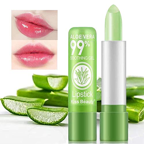 5 Pack Aloe Vera Color Changing Lipstick, 24 Hours Long Lasting Moisturizing Temperature Color Changing Aloe Vera Lip Gloss Lip Balm, Korean PinkPH Magic lipstick labiales magicos pintalabios