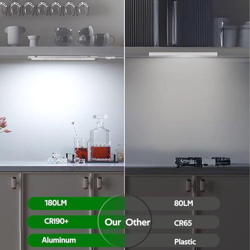 Dimmable 12 Inch Under Cabinet LED Lights - Cold White, Linkable, Plug-in & Hardwired, 12 PCS