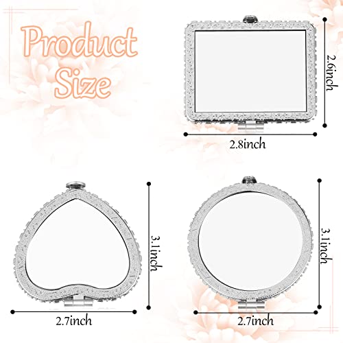 Blulu Silver Edge 24-Piece Compact Mirrors Set - Floral Pocket & Travel Makeup Mirrors for Women