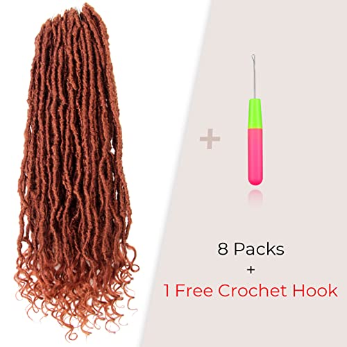 Niseyo Wild Locs 24 Inch Faux Locs with Curly Ends - Ginger Red, 8 Packs