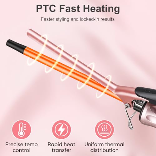 JAETON 3/8 Inch Small Curling Iron Wand with Adjustable Temperature, 9mm Ceramic Barrel