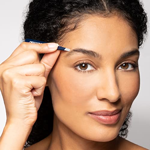 Tweezerman Blue Eyebrow Razor & Mini Slant Tweezer Set - Professional Grooming Tools