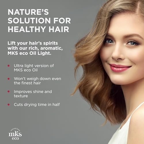 MKS eco Oil Light - 2 fl oz - Hair Styling Elixir - Moroccan Argan Oil, Hemp Seed Oil - Ideal for Fine Hair - Moisturize, Nourish Hair & Control Frizz - Vegan & Cruelty Free