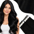 Moresoo Deep Black Human Hair Tape-In Extensions 18 Inch 20Pcs 50g - Natural Blend