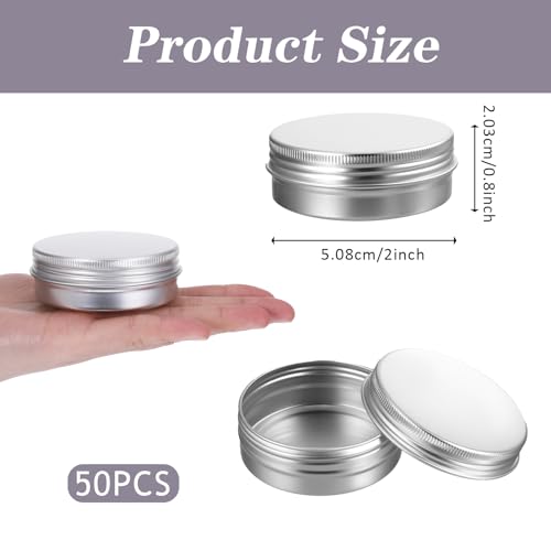 50-Pack Refillable Aluminum Cosmetic Jars with Screw Lids - Lip Balm & Cream Containers