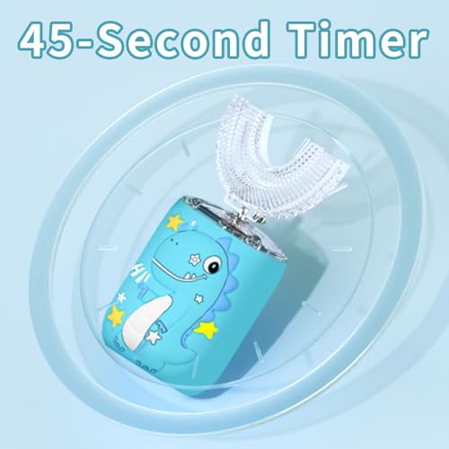 Kids Dinosaur U-Shaped Electric Sonic Toothbrush with Toothpaste - Blue (2-7)