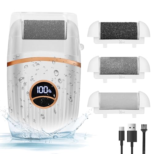 Automatic Callus Remover for Feet, Rechargeable Pedicure Tools for Feet, Electric Foot Callus Remover with 3 Roller Heads 2 Speed, Waterproof Foot File Perfect for Dead Hard Cracked Dry Skin