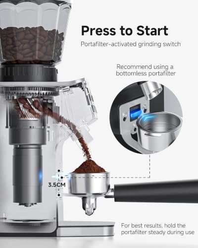 AAOBOSI Coffee Grinder 45 Grind Settings Anti-Static 40s Timer for Espresso & Brew