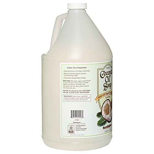 NutriBiotic ? Pure Coconut Oil Soap, Unscented, 1 Gallon | Certified Organic, Unrefined, Biodegradable, Vegan & Made without GMOs, Gluten, Parabens Or Sulfates | Rich, Cleansing Lather