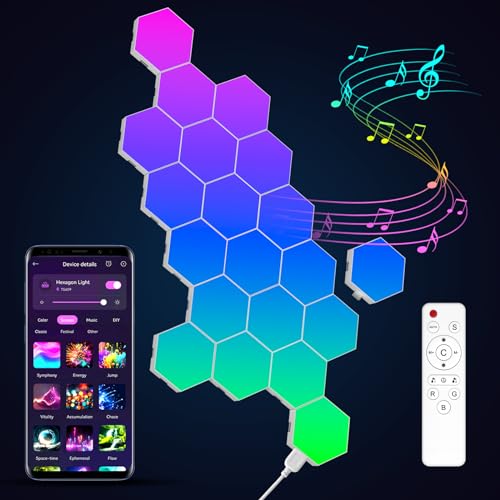 20-Pack Hexagon RGB Light Panels - Smart App & Remote Gaming Wall Lights