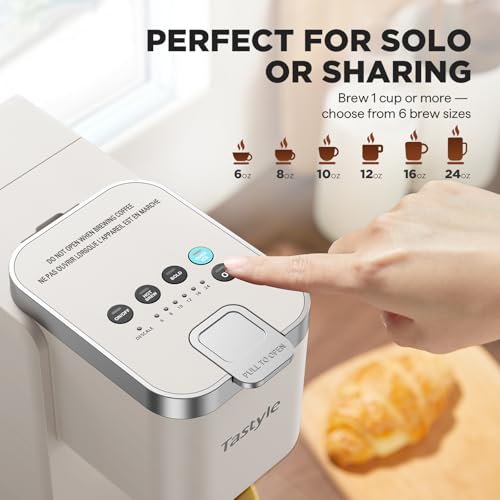 Tastyle Single Serve Coffee Maker Beige - K-Cup & Grounds with 3 Brew Styles