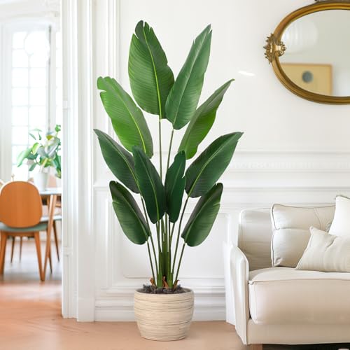 5 Ft Tall Artificial Bird of Paradise Plant - Faux Banana Leaf Tree for Indoor Outdoor Decor