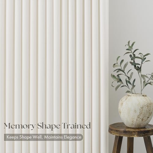 TWODRAPES Natural Pinch Pleat Linen Curtains Set 40"W x 108"L Ivory Cream, Pack of 4