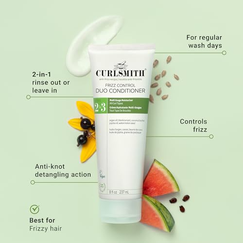 CURLSMITH Frizz Control Duo Conditioner 8 Fl Oz - Moisturizing & Nourishing Curl Leave-In for All Curl Types, Vegan & Cruelty-Free