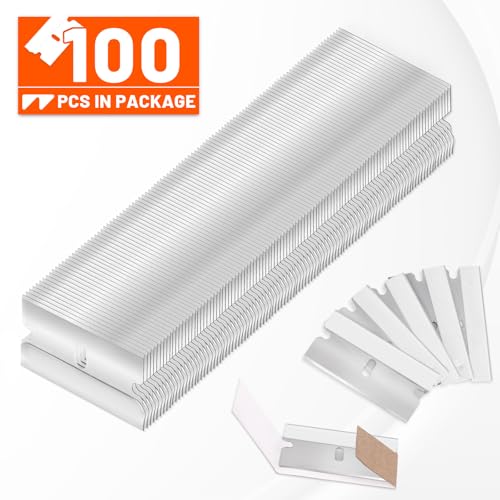 WRAPXPERT Single Edge Razor Blades,100 Pack Razor Blades Single Edge,Stainless Steel Blade for Standard Scraper Tool,Glass & Paint Scraper