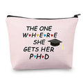 MBMSO Phd Graduation Gifts Makeup Bag the one Where She Gets Her Gifts for Phd Students Phd Gifts for Women Doctorate Degree Gifts Cosmetics Bag Travel Pouch (PHD bag pink)
