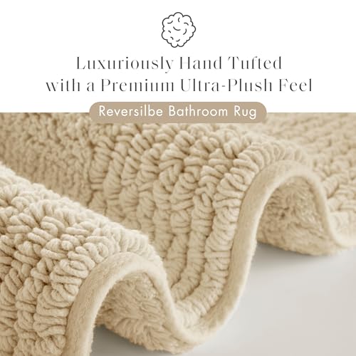 Reversible Cotton Bath Runner 24 x 72 Natural - Plush, Dense 3000GSM