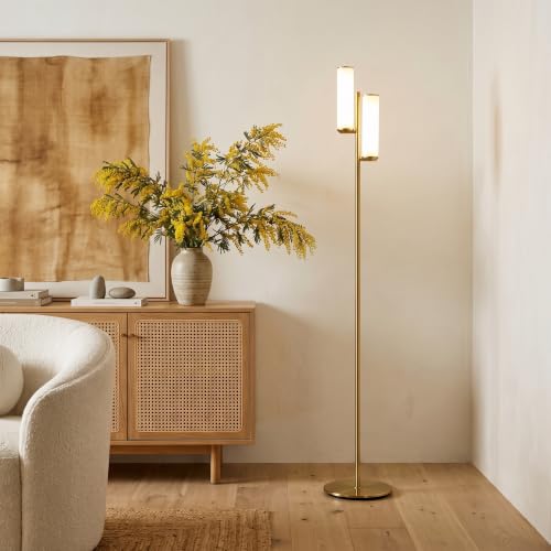 Brightech Gemini Dimmable Floor Lamp - Brass Tall Tree Style for Living Room & Bedroom