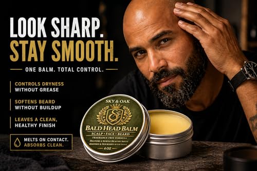 Bald Head Balm for Men 4 oz - Fragrance-Free Scalp & Face Moisturizer