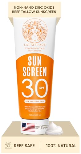 SPF 30 Mineral Sunscreen with Grass-Fed Beef Tallow - Reef Safe, Water Resistant 80 Min, Travel Size