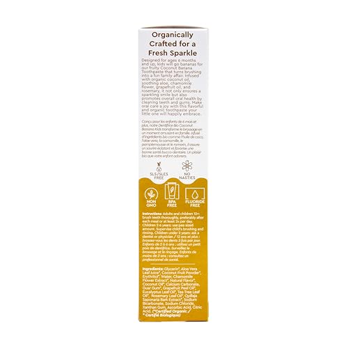 Kids Organic Coconut Banana Toothpaste 3oz Pack of 3 - Non-Toxic, Fluoride-Free