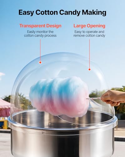 21 Inch Cotton Candy Machine Cover Acrylic Dome Bubble Shield for Commercial Floss Maker