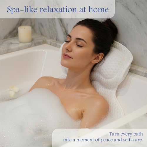 Luxury Bath Pillow Set with Non-Slip Suction Cups - Head, Neck & Back Support