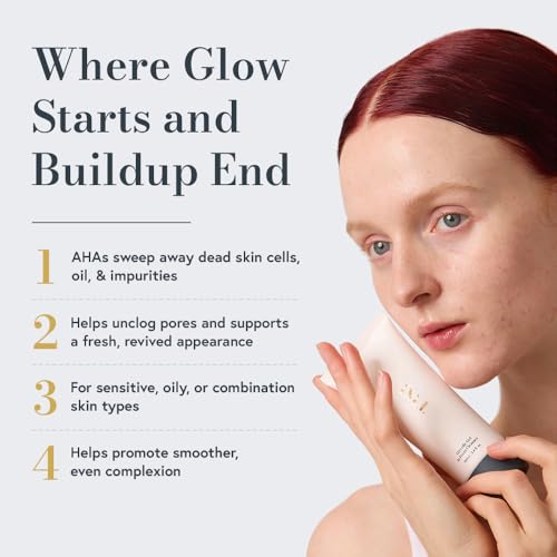 Glycolic Acid Gel-to-Foam Face Cleanser - 100ml Natural Exfoliating Wash with Green Tea & Aloe - For Men & Women - Foam Cleanser