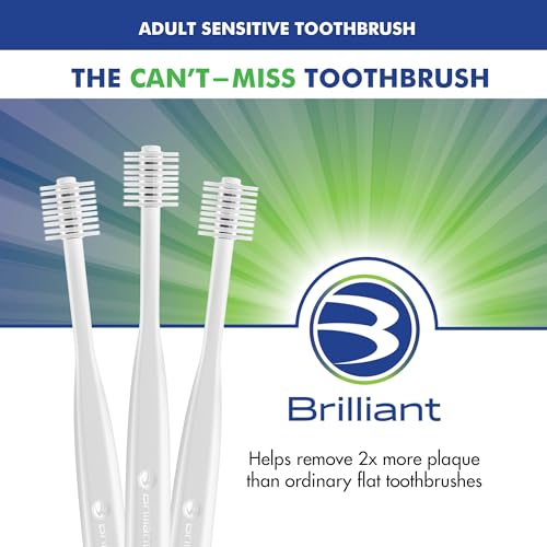 Brilliant Adult Sensitive Toothbrush 3 Pack Extra Soft Round Head Gentle Clean