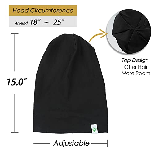 X-Large Black Satin Sleep Cap for Men with Curly Wavy Hair - 2 Pack Gift Set