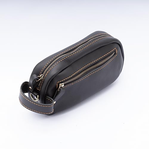 Genuine Leather Men’s Travel Toiletry Bag - Dopp Kit & Crossbody Organizer