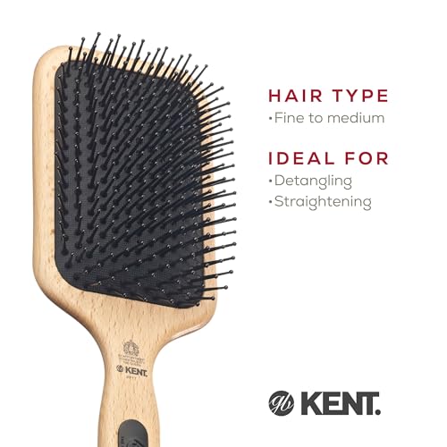 Kent PF17 Large Cushion Paddle Brush for Long, Thick & Curly Hair - Scalp Massager & Growth Stimulator, Variation PF17