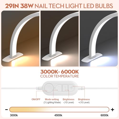 Foldable Half Moon Nail Desk Lamp with Phone Holder - Large White