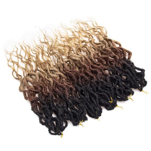 Faux Locs Crochet Hair 18 Inch - Goddess Wavy Locs 6 Packs - Lightweight Synthetic Braids