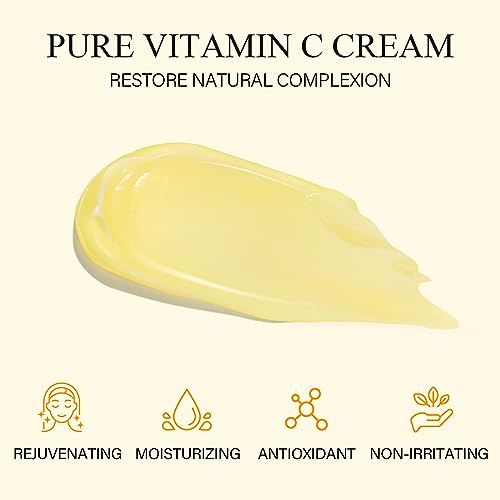 SHVYOG Vitamin C Face Moisturizer, Turmeric Face Cream, Anti-aging Hydration Skin Firming & Brightening Cream for Dark Spots, Wrinkles, Uneven Skin Tone, Vitamin C Lotion for Instant Glow, 1.76 OZ