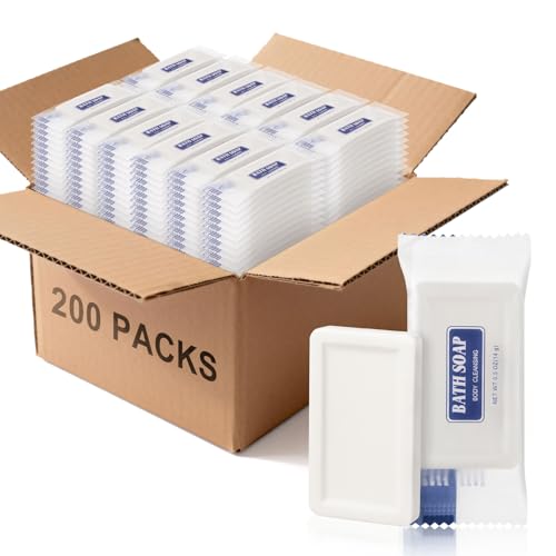 Travel Size Bars Soap in Bulk, Individually Wrapped 0.5 oz Mini Small Body Hand and Face Soaps Toiletries Amenities for Hotel, Shelter/Homeless/Nursing Home/Charity/Motel/Guest Bathroom (200)