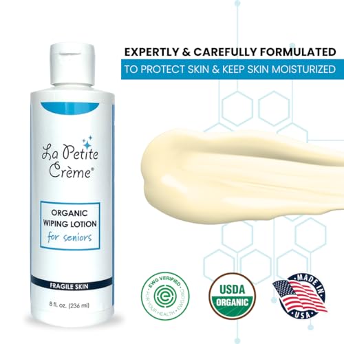 La Petite French Premium Liniment Wiping Lotion for Seniors (8 oz) - Alternative to Wet Wipes, Incontinence Lotion - Moisturizer & Skin Cleanser - USDA Organic Certified & EWG Verified