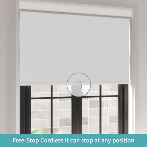 MYshade Cordless Blackout Roller Shades for Windows, White / 46 x 72 inches, UV & Thermal Insulated Window Blinds for Bedroom & Living Room