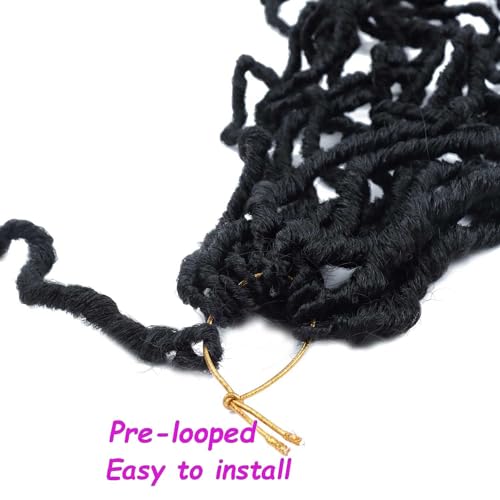 40 Inch Faux Locs Crochet Hair for Butterfly Locs - Distressed Soft Locs, 6 Packs 1B