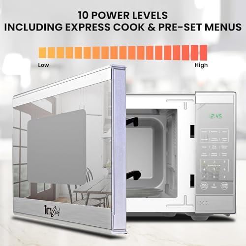 Compact 0.7 Cu Ft Microwave Oven 700W with Pre-Set Cooking Functions