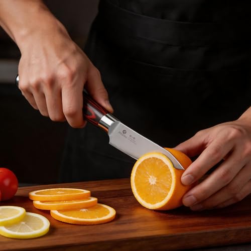 Reddish-Brown Paring Knife 3.75 Inch - Japanese High Carbon Stainless Steel