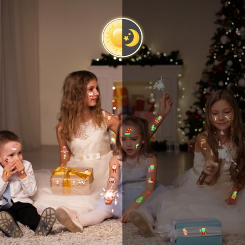 LOMIMOS 240PCS Luminous Christmas Temporary Tattoos,Christmas Party Favors Glow In The Dark Tattoos Waterproof Stickers For Stocking Stuffers Xmas Gift Goody Bag Stuffers Bulk