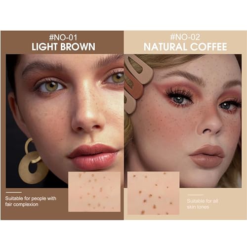 Freckle Pen Waterproof 2 Colors,Natural Lifelike Faux Face Freckle Makeup Pen,Magic Freckle Color,Waterproof Longlasting Soft Small Sopt Pen,For Natural Effortless Sunkissed Skin Makeup(2packs)