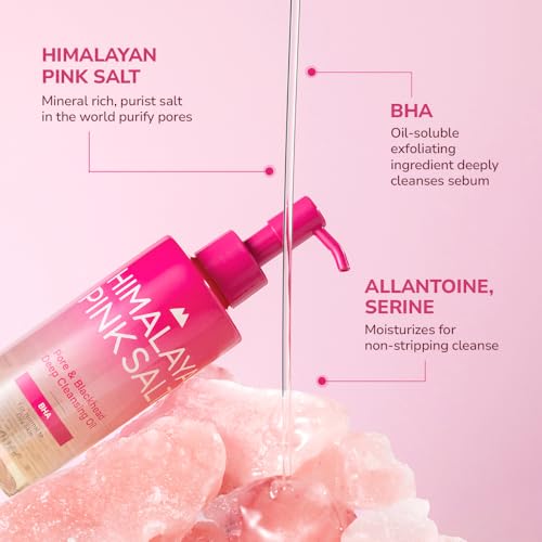 HIMALAYA PINKSALT Pore & Blackhead Deep Cleansing Oil BHA, 6.7 fl oz 2 Pack - Pore Purifying Oil Cleanser with BHA for Blackhead Removal, Makeup Remover with Refreshing Low Alkaline Formula
