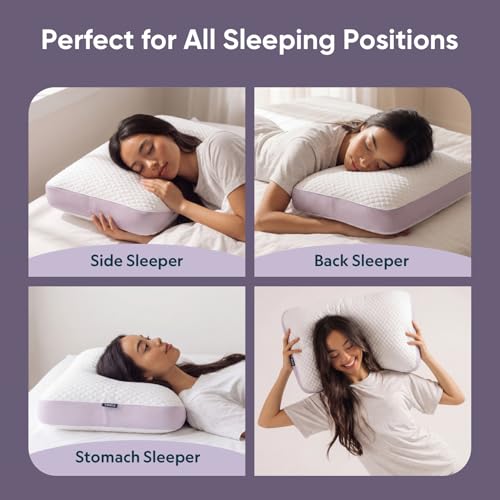 Vesta PurpleZen Eco-Luxe Down Pillow Medium Profile 4.5" Supportive Plush Support for Back Stomach or Side Sleepers