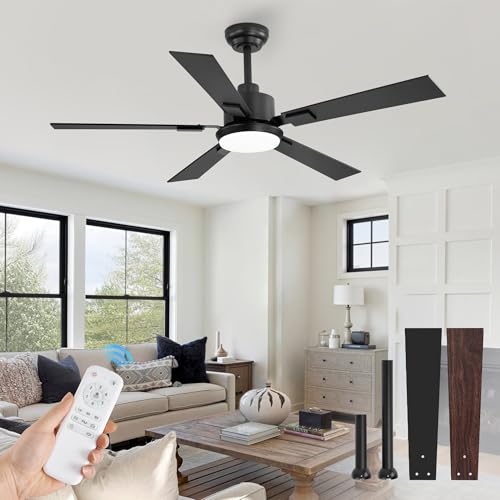 52-Inch Ceiling Fan with Lights and Remote Control - Black & Walnut Variation