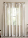 Natural Linen Pinch Pleated Curtains 90 Inch Long Set of 2 Light Filtering